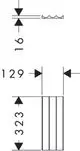 Schematische Zeichnung einer Schubkasteninnenaufteilung. Darstellung von zwei verschiedenen Teilen, die möglicherweise in Hansgrohe-Produkten verwendet werden.